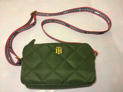 Tommy Hilfiger Bag Quilted Nylon Crossbody Green Bag Adjustable
