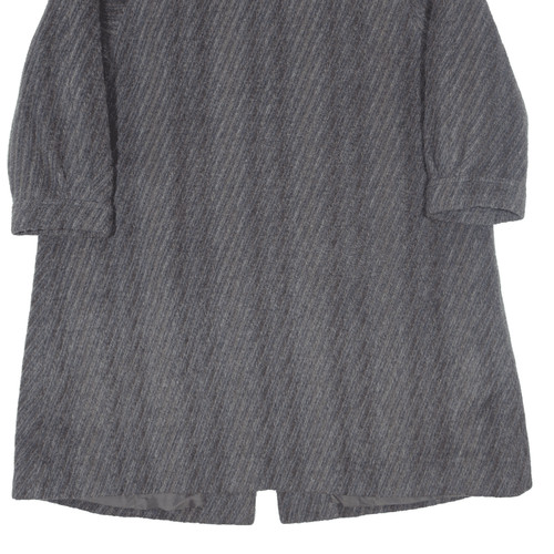 Vintage SCHERER City Line Womens Trench Coat Grey Wool 90s Striped L - Picture 6 of 8