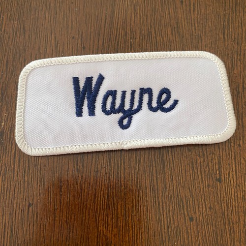 Wayne Name Patch Embroidered White Blue Stitch SewOn Personalized