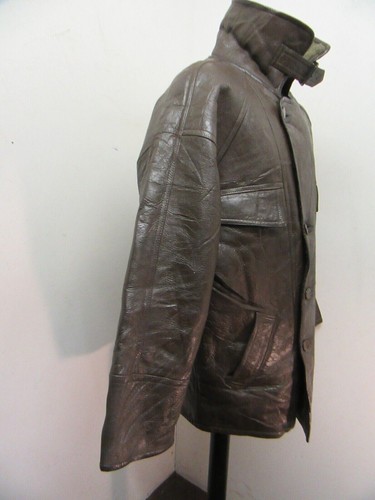VINTAGE SHEARLING LEATHER TRENCHCOAT JACKET SIZE L - Picture 12 of 21
