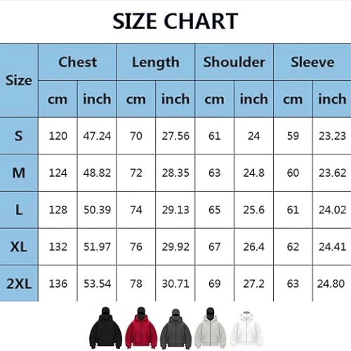 New Balaclava Hoodie Zipper Winter Men Hoodies Balaclava Double Hood Mask - image 2 of 4