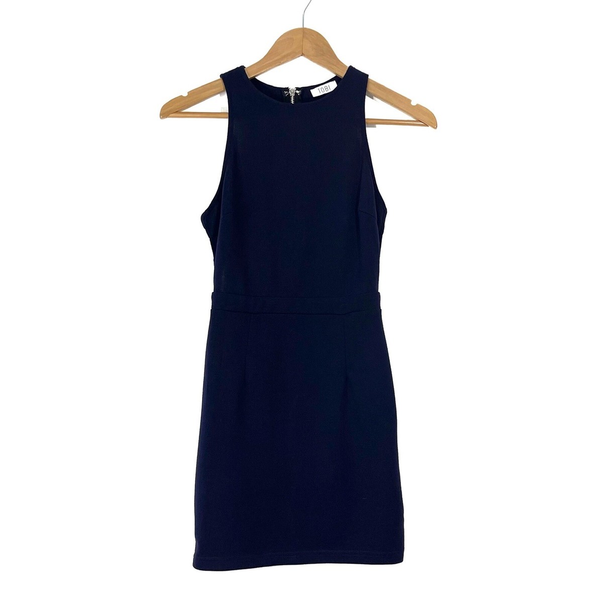 Tobi Women’s Size Small Dark Blue Strappy Cut Out Back Zipper Mini Bodycon  Dress