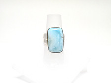 Authentic Vintage Larimar Specimen Ring .925 Sterling Silver Mounting Size 6.5