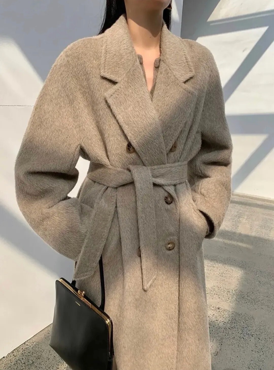 Handmade Luxury Alpaca Wool Blend With Mulberry Silk Long Coat