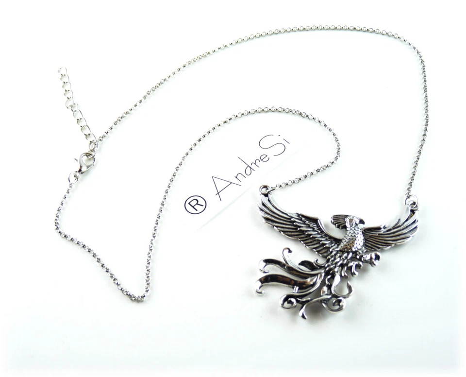 Phönix Anhänger H.Potter HQ mit Halskette hart-versilbert antik finish AndreSi ® - Bild 2 von 3