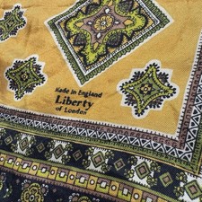 Liberty Of London Silk Scarf 26" Square Gold/Yellow Made In England