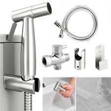 Stainless Steel Handheld Bidet Spray Shower Head Toilet Shattaf Adapter Hose.