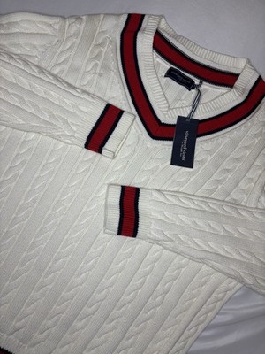 Vineyard Vines Men s  Heritage Varsity V Neck Tennis Sweater Marshmallow XL $228