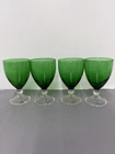 Anchor Hocking Forest Green “Boopie” Bubble Footed 1950’s Water Goblet SET OF 4