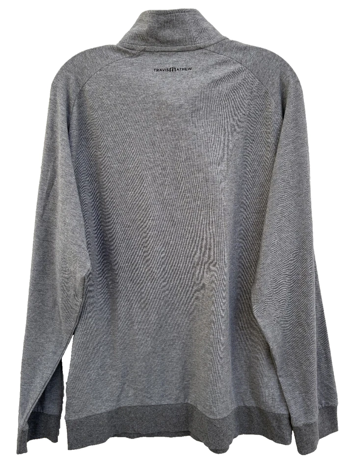 Travis Mathew 1/2 Zip Shirt Sweater Mens Large Solid Gray Long Sleeve Cotton Ble - Image 4 of 4