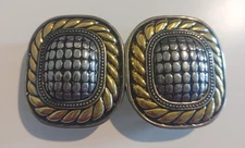Vtg 80's Douglas Paquette Belt Buckle 2-Tone Silver & Gold Rope and Bead Signed