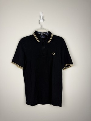 Fred Perry M12 Polo Shirt Black Gold Twin Tipped Made in England Men s 40 M