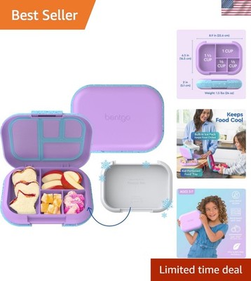Chill Kids Leak-Proof Lunch Box - 4-Compartment Bento Box with Built-In Ice P...