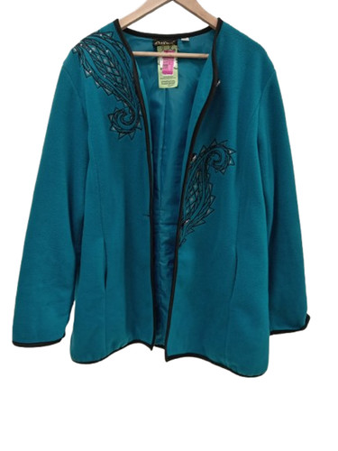 BOB MACKIE Wearable Ladie UK Size XL Art Ladies Vintage Teal Fleece Jacket Used 
