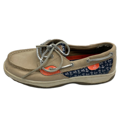 Sperry Top-Sider Bluefish 2 Eye Boys 3 M Shoes Tan Multi Anchor Lace Up Boat