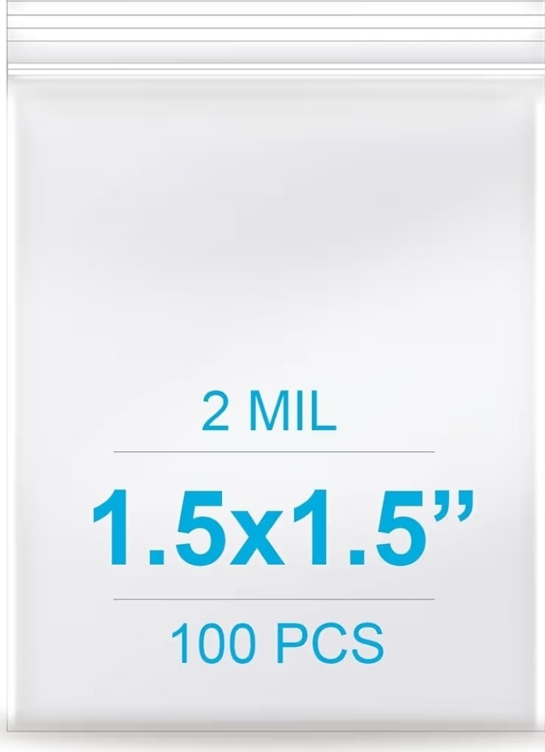  1.5"x1.5" Clear Zip Seal Lock Top Plastic Bags 2Mil Jewelry Pill Small 100 Pack