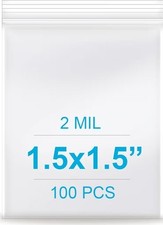 1.5"x1.5" Clear Zip Seal Lock Top Plastic Bags 2Mil Jewelry Pill Small 100 Pack
