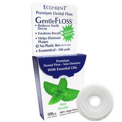 Eco-Dent Premium Gentle Floss Mint Flavored 100 yrds pk-1 w/Free gift & Shipping