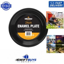 Compact 24cm Black Enamel Plate - Ideal for Hiking, Fishing & Meals on the Go