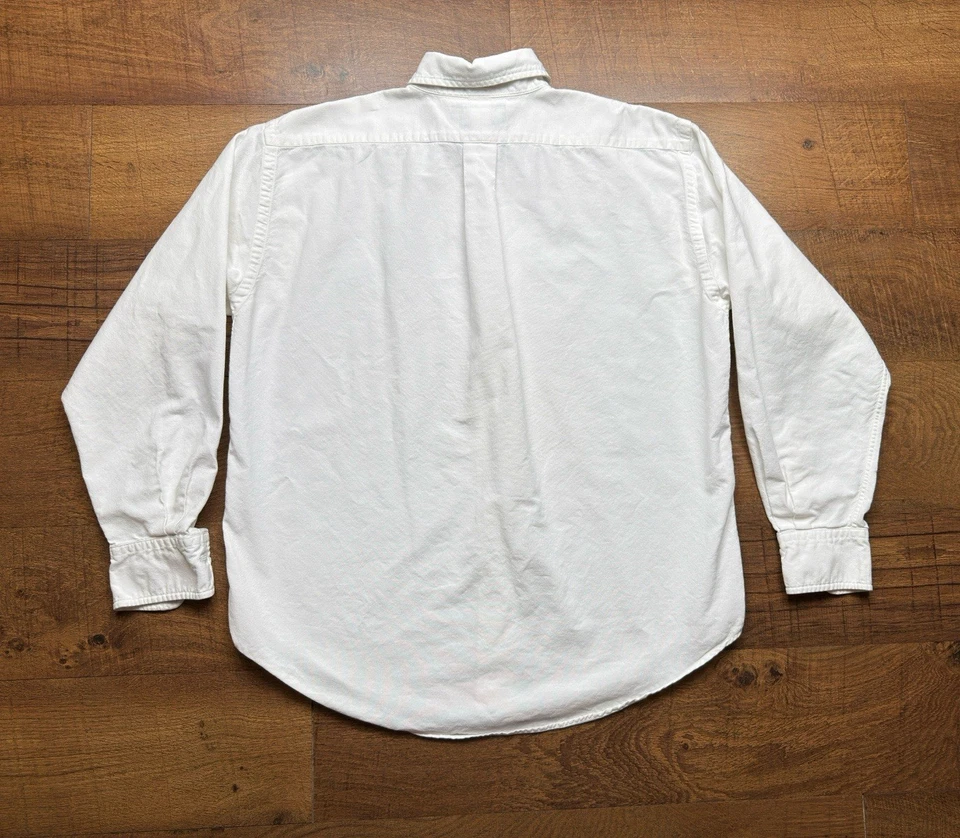 ВИНТАЖНЫЙ 90-х Ralph Lauren Sport Оксфорд рубашка женщин - Sz 8 - белая плоть пони - Изображение 3 из 4