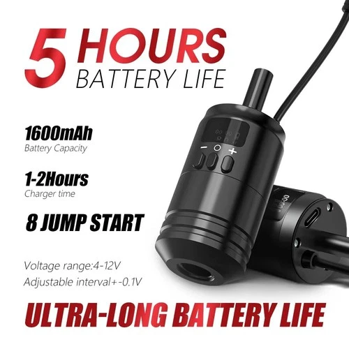 Ambition 1600mAh Wireless Tattoo Battery Grip Power RCA Interface 34mm Motor image 5