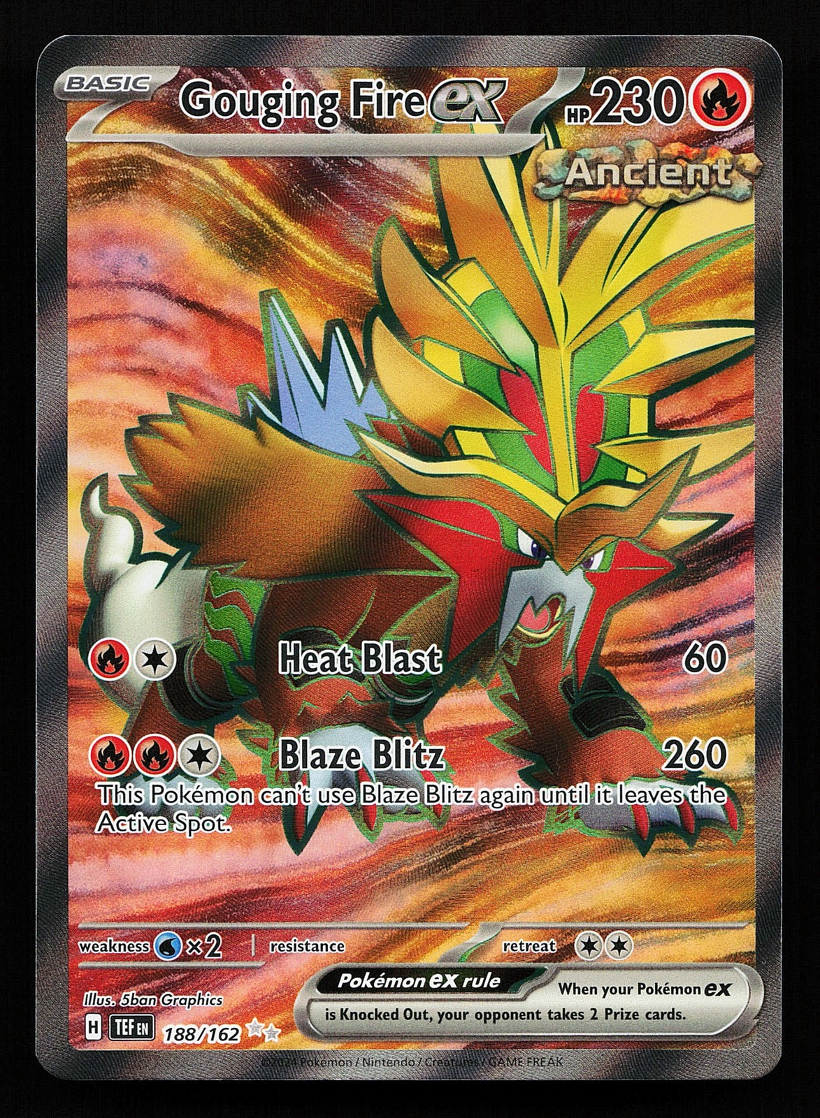 Gouging Fire ex 188/162 Ultra Rare Temporal Forces Pokémon Card