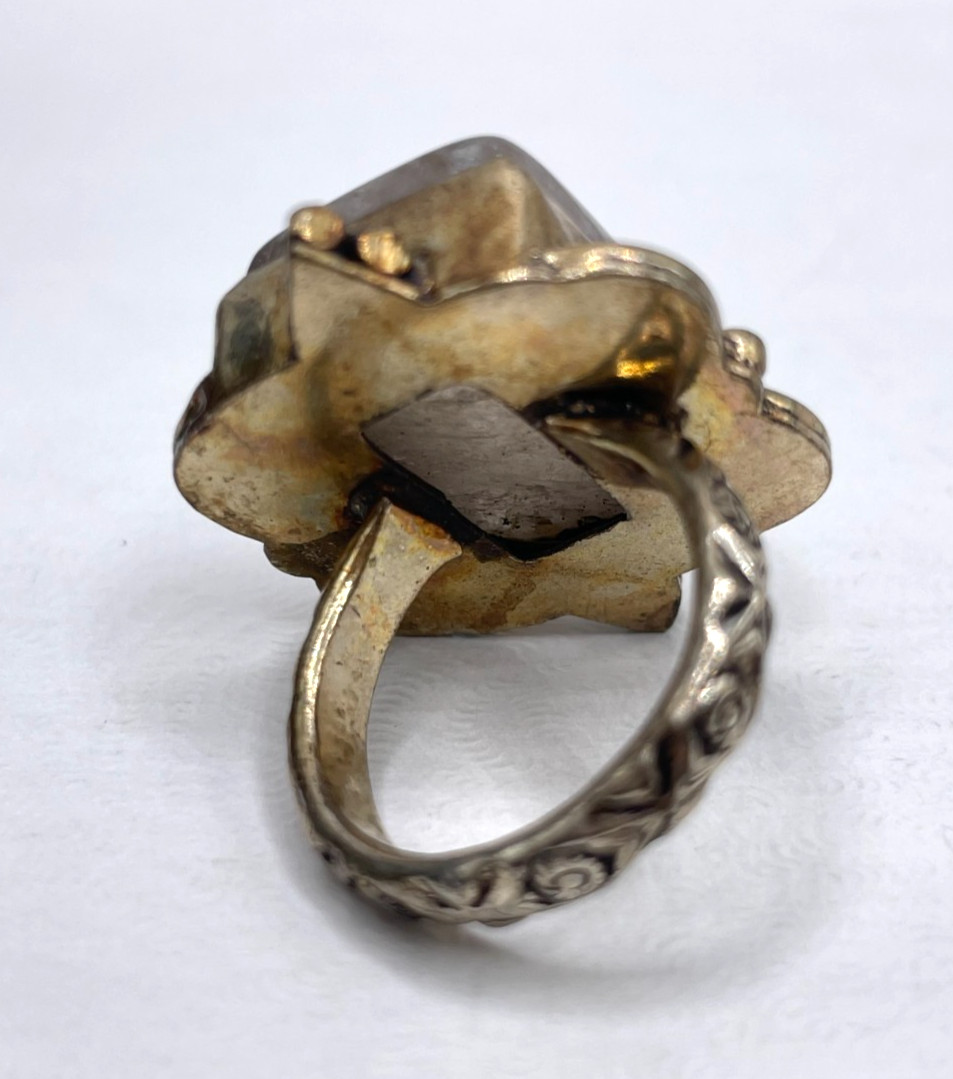 VTG Chunky Rutilated Quartz Statement Ring 925 St… - image 4