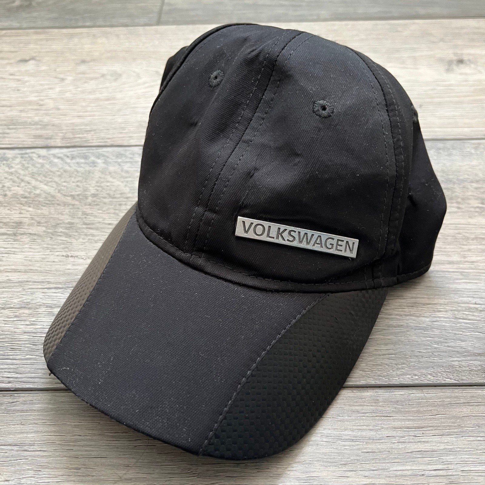 Volkswagen Black Sport Racing Cap Hat VW Logo Emblem Adjusta