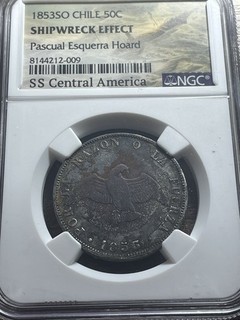 1853 SO Chile Silver 50c SS Central America Shipwreck Esquerra Hoard NGC Genuine