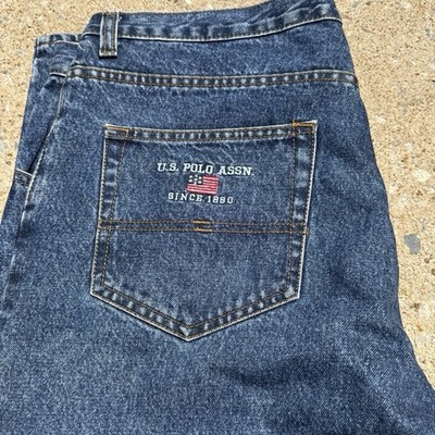 Vintage 1990s US Polo Assn. Men's Super Baggy Blue Dark Wash Denim Jeans 