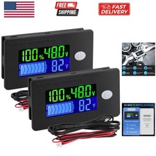 48V Golf Cart Battery Meter 2pcs, LCD Display 10-100V 12V/24V/36V/48V/60V/72V...