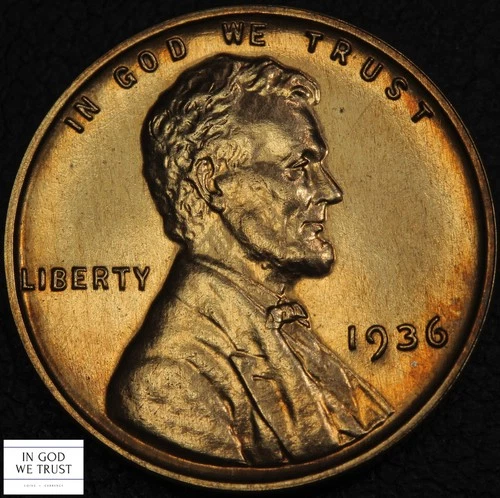 1936 Proof Lincoln Wheat Copper Cent 1C (GORGEOUS BRIGHT PR)