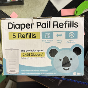 Reli. Diaper Pail Refill Bags Compatible Dekor Classic 5 Pack