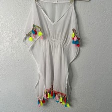 Girls White Tassel Cover Up Small Swim Beach Pool Resort Kid Summer Fun