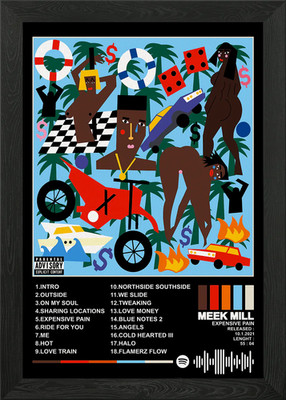 Meek Mill - Teures Schmerzalbum Ar gerahmtes Wandbild Poster Leinwanddruck Bild