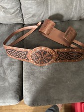 Medieval Embossed Belt Retro PU Leather Wide Waist Belt Knight Renaissance