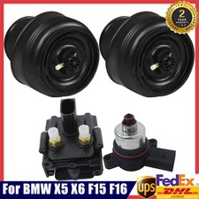 4X Air Suspension Solenoid Valve + Rear Air Spring For BMW X5 F15 X6 F16 2013-20