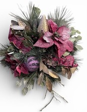 New 18  Pine Poinsettia Pinecones Greenery Christmas Table Decor Centerpiece