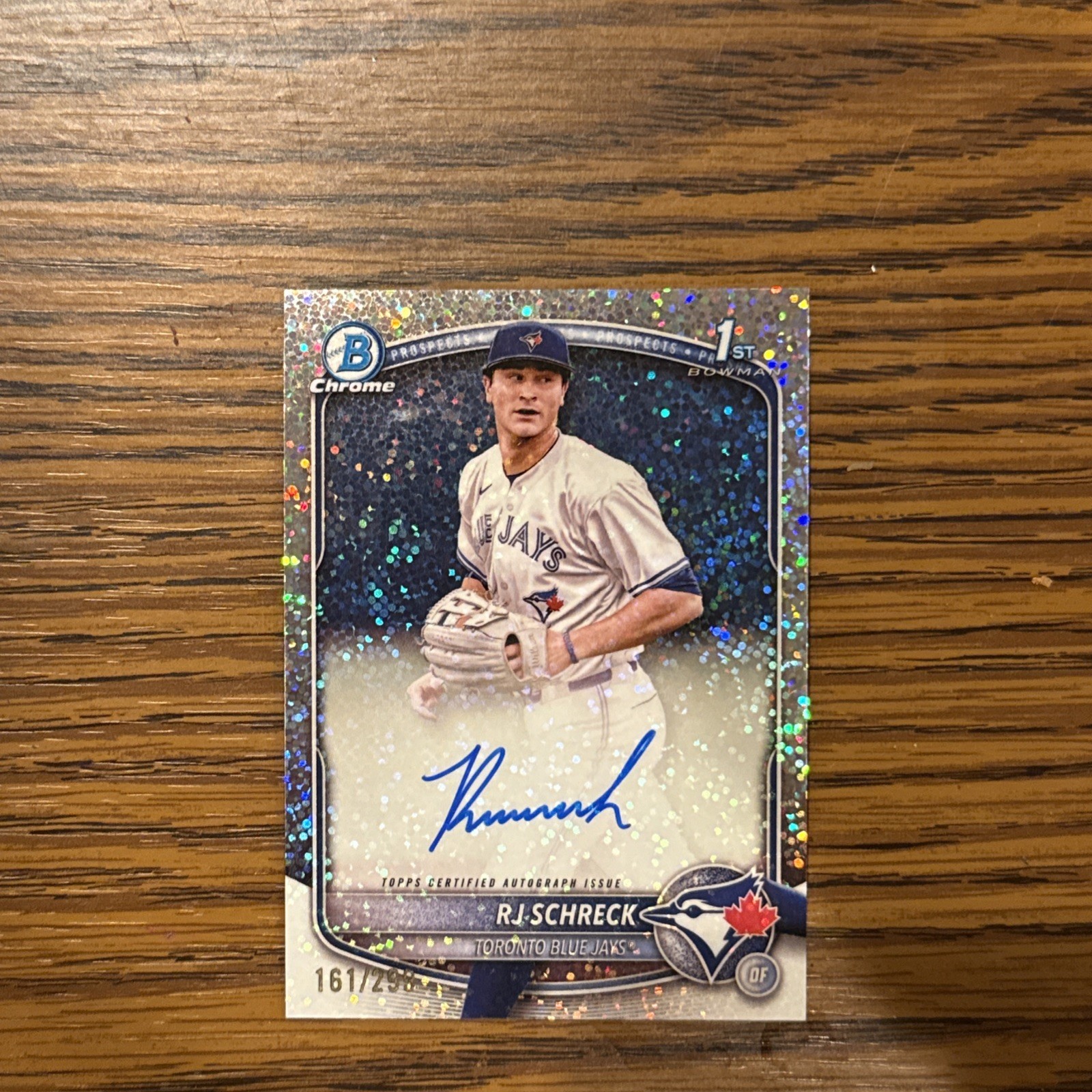 RJ SCHRECK 2025 BOWMAN CHROME 1ST AUTOGRAPH SPECKLE JAYS AUTO 161/299