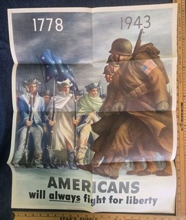 WWII Poster War Loan Bond WW2 Americans Will Always Fight For Liberty 1778 1943
