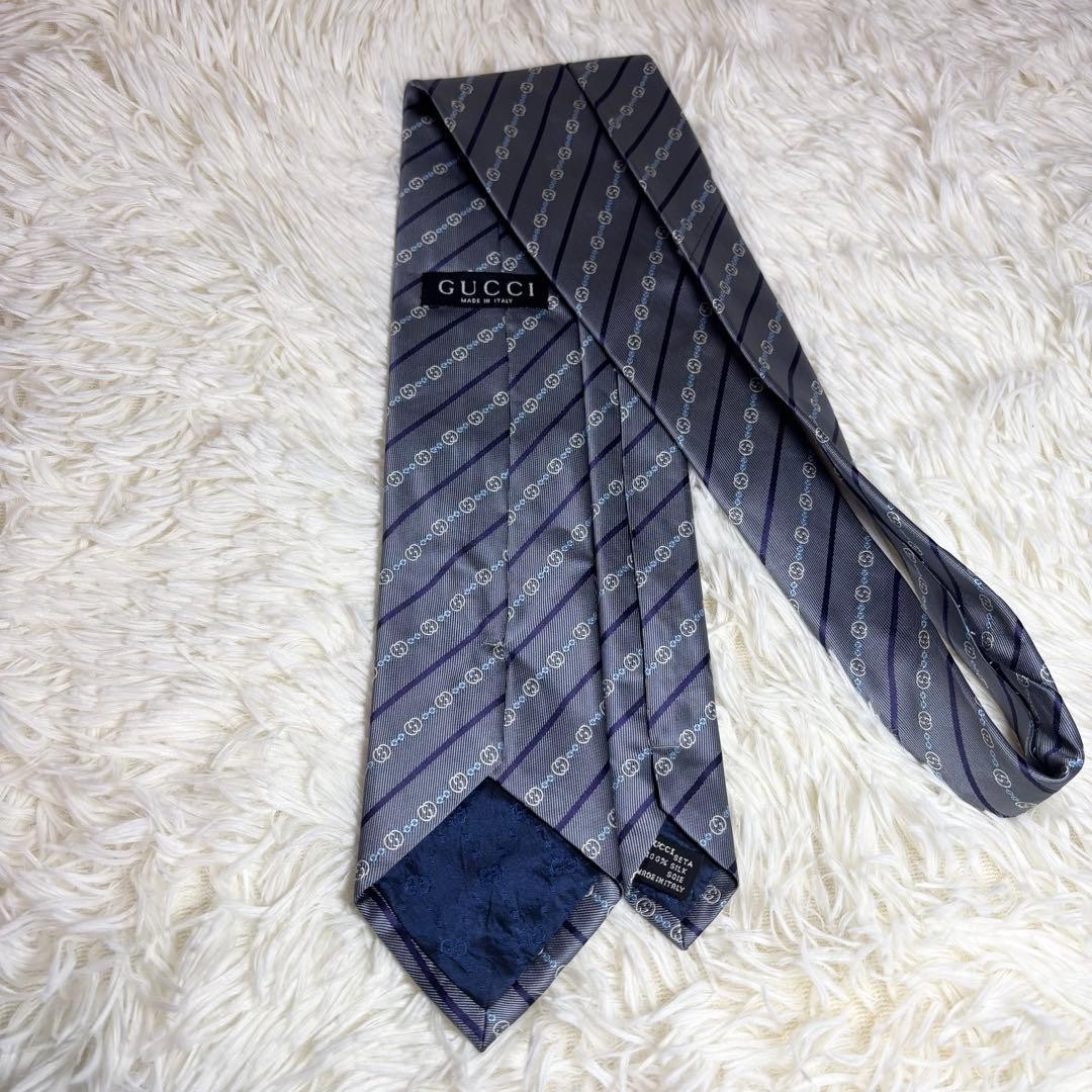 Gucci GG Pattern Silver Interlocking Tie Excellen… - image 3
