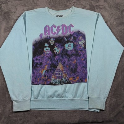 AC/DC Sweatshirt Mens Medium Blue Cotton Highway To Hell Rock Band Music Graphic