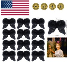 Chic 12pc Black Angel Feather Wings - Ideal for Crafting  Holiday Celebrations