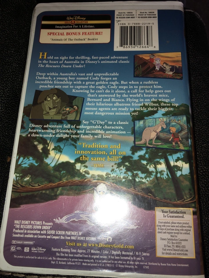 The Rescuers Down Under (VHS, 2000, Gold Collection Edition) - Image 3 of 4