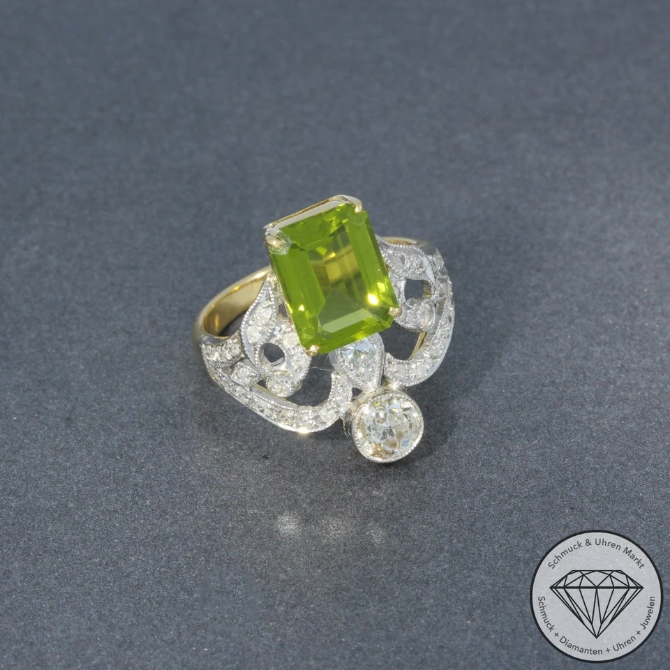Wert 3190 € Bicolor Diamant Peridot Ring 750 18 Karat Gold xxyy - Bild 4 von 4