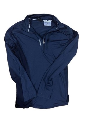 Reebok Men's 1/4 Zip Mock Neck Navy Polyester Pullover Top Size S