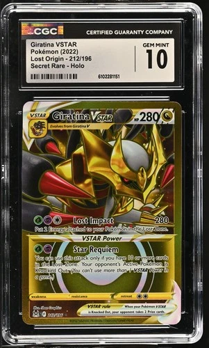 CGC 10 Giratina Vstar 212/196 Secret Rare Holo Lost Origin Pokemon Card