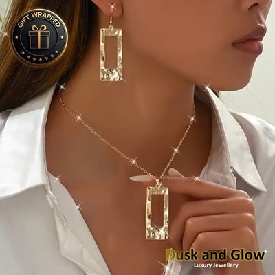 UK Damen Mode Silber Schmuck Geschenkset Halskette Ohrhänger Damen Hochzeit