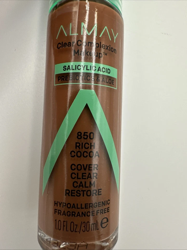 Almay Clear Complexion Makeup Liquid Foundation Rich Cocoa LOT Of 2 Bottles NEW - Image 2 of 4