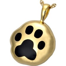 Dog Cat Paw Print Pet Ash Holder Cremation Urn Pendant Necklace 18k Gold Plate